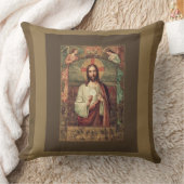 上記の天使の聖餐式のホストを握っているイエス・キリスト クッション (ブランケット)