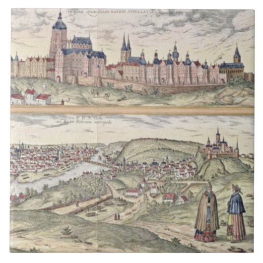 (上記)に帝国宮殿を示すプラハの眺め タイル (正面)