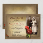 上質なアンティーク調のゴージャスな結婚記念日招待状 招待状 (正面/裏面)