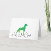 上質なグレートデーンの緑のイラスト カード (正面)