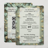 上質なサテンゴールドのグリーンウェディング招待状 招待状 (正面/裏面)