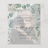 上質なユーカリの写真を使った、予算に優しいエレガントなウェディング招待状 チラシ (正面)