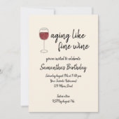 上質なワインのように熟成する 赤ワイン グラス 誕生日 招待状 (正面)