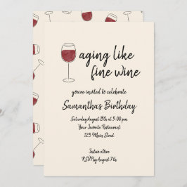 上質なワインのように熟成する 赤ワイン グラス 誕生日 招待状