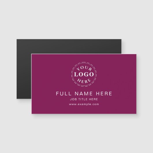 上質なワインレッドの磁石名刺 (正面/裏面)