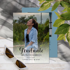 上質な台本卒業生2枚の写真卒業ブルー 招待状