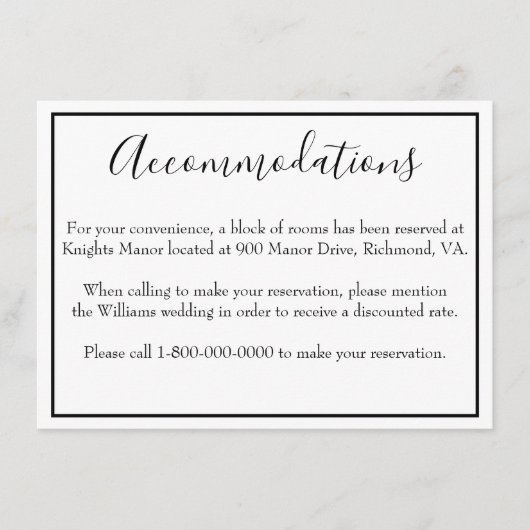 上質な宿泊施設 エンクロージャーカード (正面)