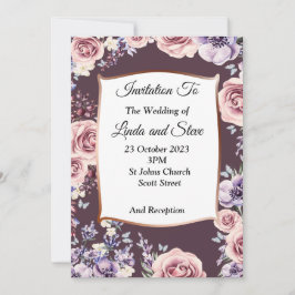 上質な結婚式の招待状、バラ、銅 招待状