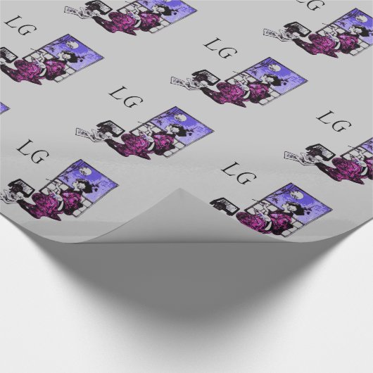 上質な絵画芸者の贈り物ラップ、名前を追加カスタムする ラッピングペーパー (角)