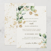 上質な自然の色合いが漂うエレガントなウェディング招待状 招待状 (正面/裏面)