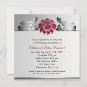 上質な銀の25周年結婚記念日招待状、エレガントなデザイン 招待状 (裏面)