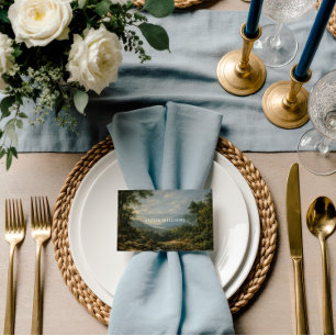 上質な風景 結婚式 ロマンチック 青 プレイスカード