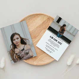 上質スタイリッシュな台本2枚の写真卒業 案内状