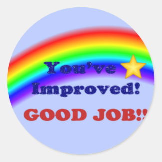 上達した！レインボーステッカー、小 ラウンドシール