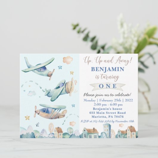 上遠くにへ |ヴィンテージ機誕生日パーティー招待状 招待状 (スタンド正面)