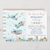 上遠くにへ |ヴィンテージ機誕生日パーティー招待状 招待状 (正面/裏面)