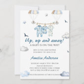 上遠くにへ | 熱お洒落気球ベビーシャワー 招待状 (正面)