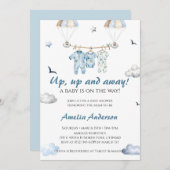 上遠くにへ | 熱お洒落気球ベビーシャワー 招待状 (正面/裏面)