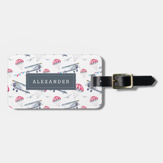 上遠くにパーソナライズされたへ ラゲッジタグ (正面横)