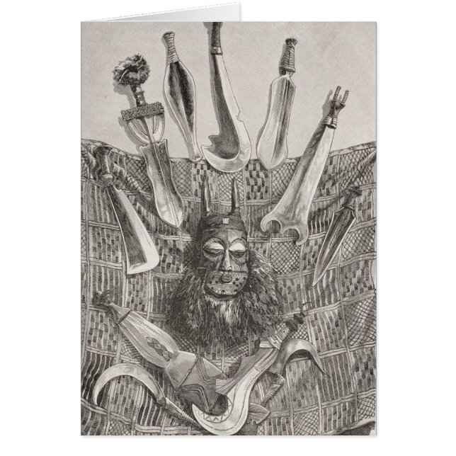 上部のコンゴからのナイフ、マスクおよびマット (正面)