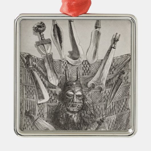 上部のコンゴからのナイフ、マスクおよびマット メタルオーナメント (正面)