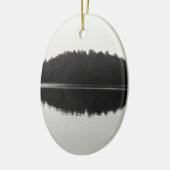 上部のSaranac湖のAdirondackの島の写真 セラミックオーナメント (左)