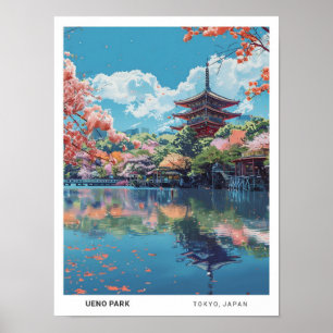 上野公園の青空と東京ヴィンテージ旅行 ポスター