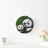 上野動物園のパンダの看板 ラウンド壁時計 (ホーム)