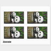 上野動物園パンダの看板 長方形シール (シート)