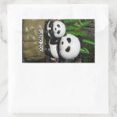 上野動物園パンダの看板 長方形シール (バッグ)