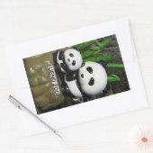 上野動物園パンダの看板 長方形シール (封筒)