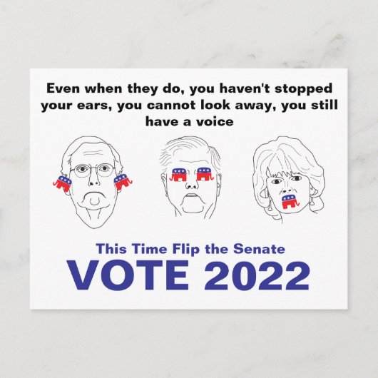 上院の聞こえない、見な話い、悪の投票2020 ポストカード (正面)