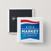 上院議員ボタンのためのエドMarkey 缶バッジ (正面&裏面)