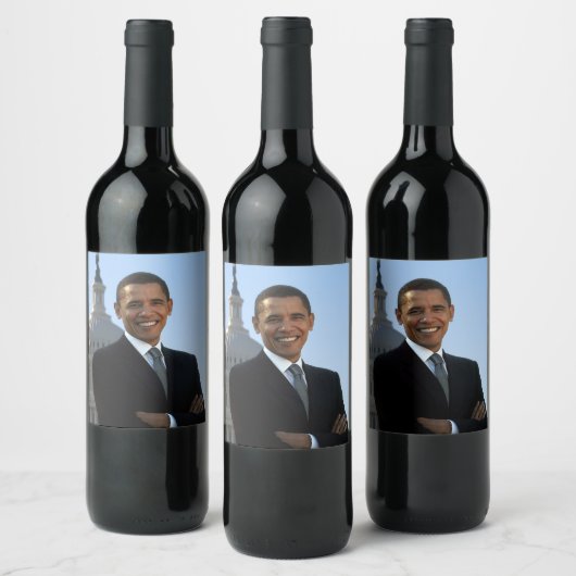上院議員ポートレート、米国のバラク・オバマ大統領 ワインラベル (ボトル)