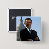 上院議員ポートレート、米国のバラク・オバマ大統領 缶バッジ (正面&裏面)