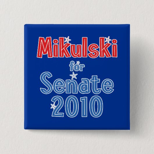 上院2010の星のデザインのためのバーバラMikulski 缶バッジ (正面)