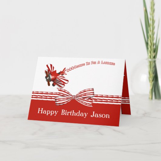 上陸の飛行機の誕生日のために来ること カード (正面)