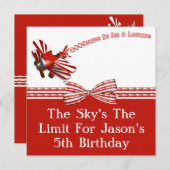 上陸の飛行機の誕生日のために来ること 招待状 (正面/裏面)