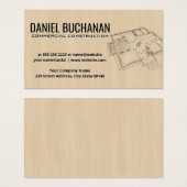 上面図の青写真 | 木目背景 (正面&裏面)