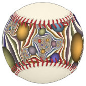 上飛んでいるへカラフルモダン抽象芸術フラクタル名 ソフトボール (裏面)
