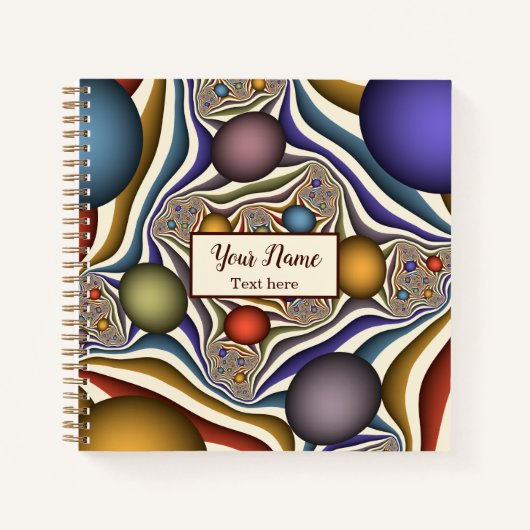 上飛んでいるへカラフルモダン抽象芸術フラクタル名 ノートブック (正面)