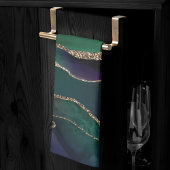 上魅力的手 |ダーク宝石トーンストーンの金ゴールド脈 キッチンタオル