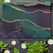 上魅力的手 |ダーク宝石トーンストーンの金ゴールド脈 キッチンタオル