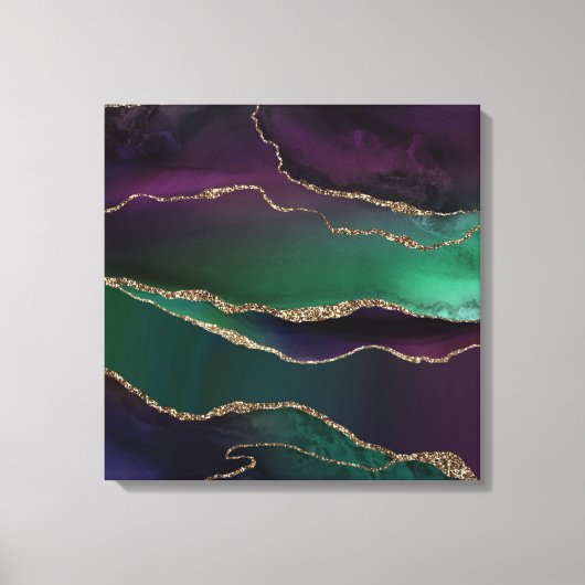 上魅力的手 |ダーク宝石トーンストーンの金ゴールド脈 キャンバスプリント (正面)