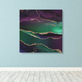 上魅力的手 |ダーク宝石トーンストーンの金ゴールド脈 キャンバスプリント (インサイチュ (ウッドフロア))