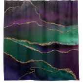 上魅力的手 |ダーク宝石トーンストーンの金ゴールド脈 シャワーカーテン (正面)