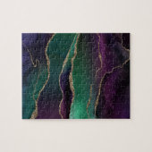 上魅力的手 |ダーク宝石トーンストーンの金ゴールド脈 ジグソーパズル (横)