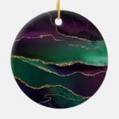 上魅力的手 |ダーク宝石トーンストーンの金ゴールド脈 セラミックオーナメント (裏面)