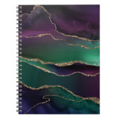 上魅力的手 |ダーク宝石トーンストーンの金ゴールド脈 ノートブック (正面)