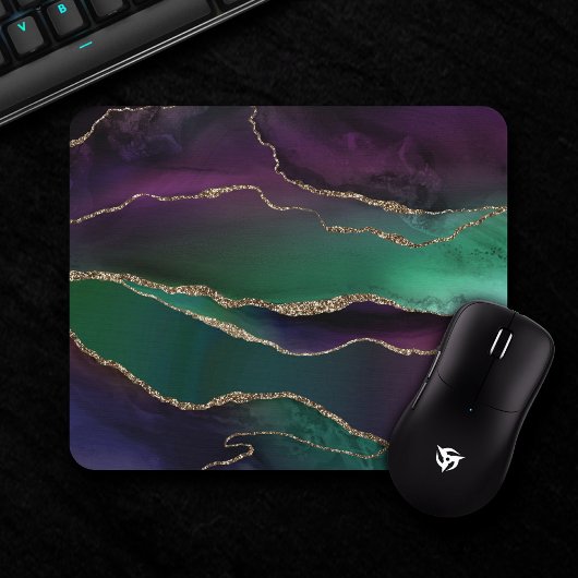 上魅力的手 |ダーク宝石トーンストーンの金ゴールド脈 マウスパッド